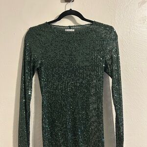 Free People Gold Rush Sparkling Green Long Sleeve top